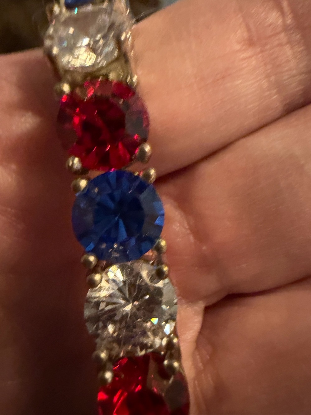 Park lane Freedom Multi-Stone Red, Blue & Clear Tennis Bracelet - Women Jewelry